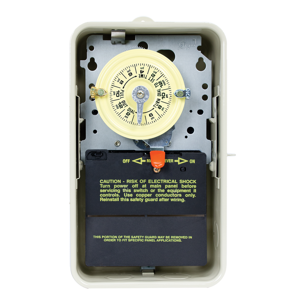 Intermatic T100 24-Hour SPST Mechanical Time Switch, Indoor/Outdoor Metal Enclosure, 240V T104R3