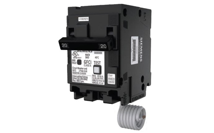 Siemens 2-Pole 20A GFCI Circuit Breaker Q220GF (replaces Pentair PA220GF)